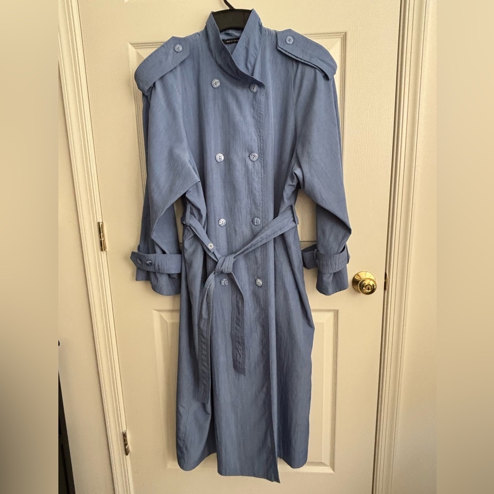 FLEETSTREET TRENCH COAT DOUBLE BREASTED BLUE BUTTON MILITARY STYLE   PLUS SZ 3XL - Picture 10 of 12